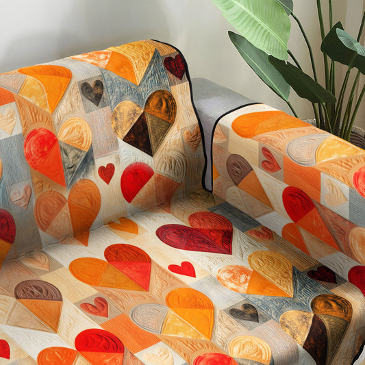 Radiant Hearts Quilted Sofa Cover Great Valentine Day Gifts Ideas For Women - Pvr