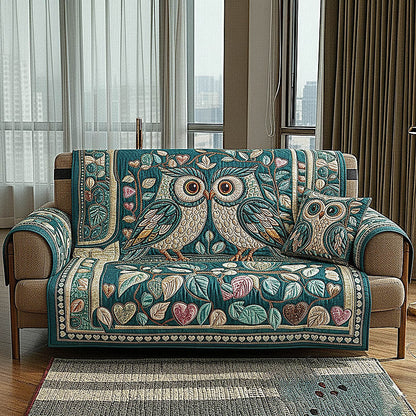 Owl Couple Quilted Sofa Cover Cool Gifts To Give Owl Lovers For Valentine Day - Pvr