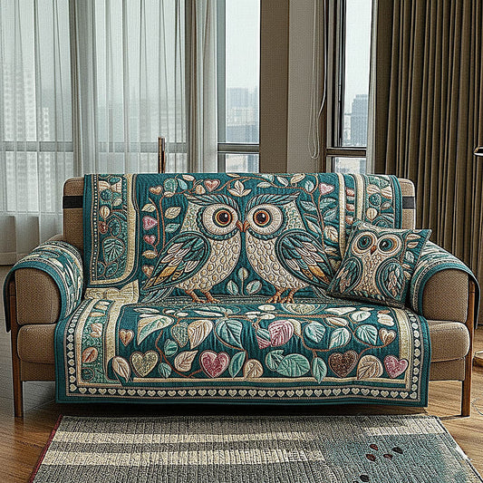 Owl Couple Quilted Sofa Cover Cool Gifts To Give Owl Lovers For Valentine Day - Pvr