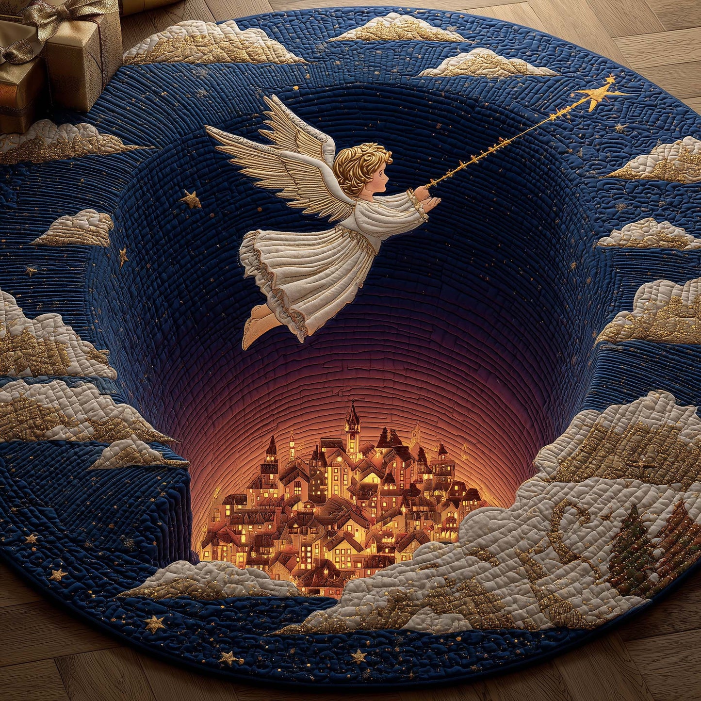 Cupid Love Star Quilted Round Mat Romantic House Decor Valentines Gifts For Lovers - Pvr