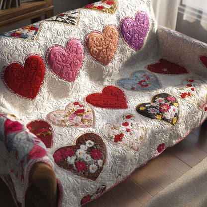 Ruby Hearts Quilted Sofa Cover Gift Exchange Ideas For Family Valentine Day - Pvr