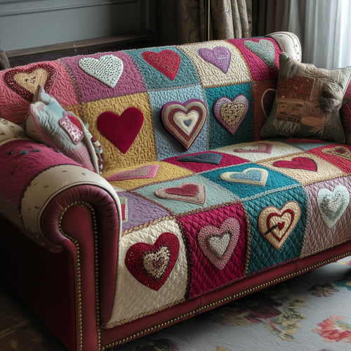Love Meadow Quilted Sofa Cover Best Valentine Day Gifts For Your Relatives - Pvr