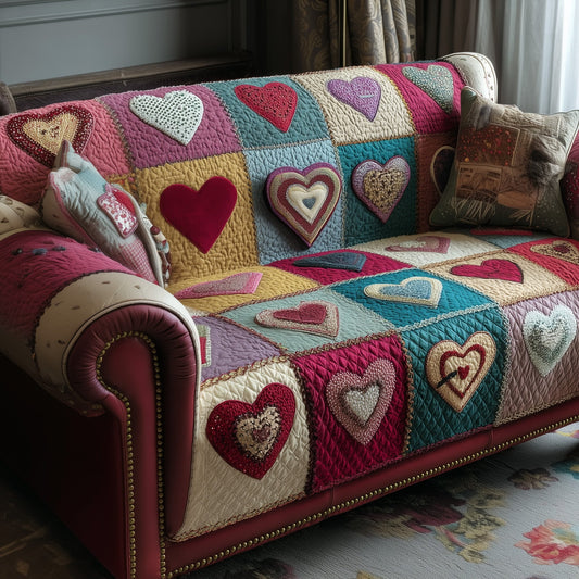 Love Meadow Quilted Sofa Cover Best Valentine Day Gifts For Your Relatives - Pvr
