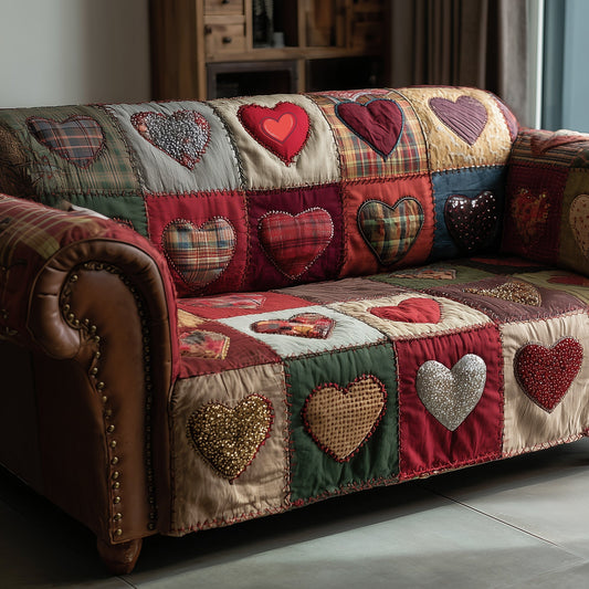 Love Meadow Quilted Sofa Cover Vintage Patchwork Valentine Day Ideas For Mom - Pvr