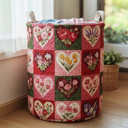 Flower Patchwork Quilted Laundry Basket House Decor Idea Valentines Gifts For Wife - Pvr