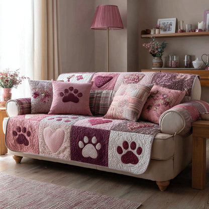 Paw Harmony Quilted Sofa Cover Valentine Day Giving Ideas For Families - Pvr