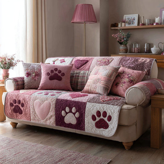 Paw Harmony Quilted Sofa Cover Valentine Day Giving Ideas For Families - Pvr