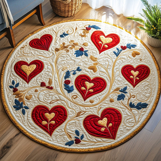 Love In Bloom Quilted Round Mat Love Themed Room Decor Valentines Gifts Idea For Her - Pvr