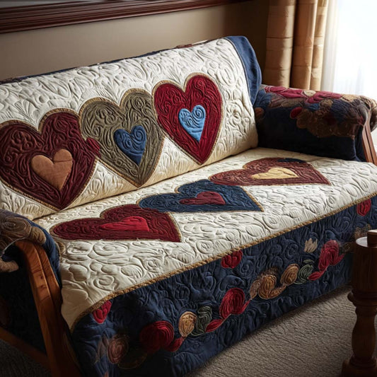 Heart Harmony Quilted Sofa Cover Vintage Ideas For Mother Valentine Day - Pvr