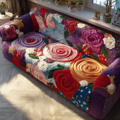 Cozy Hearts Lane Quilted Sofa Cover Great Valentine Day Presents For Wife - Pvr