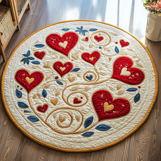Love In Bloom Quilted Round Mat Modern Home Decor Valentines Gifts Idea For Wife - Pvr