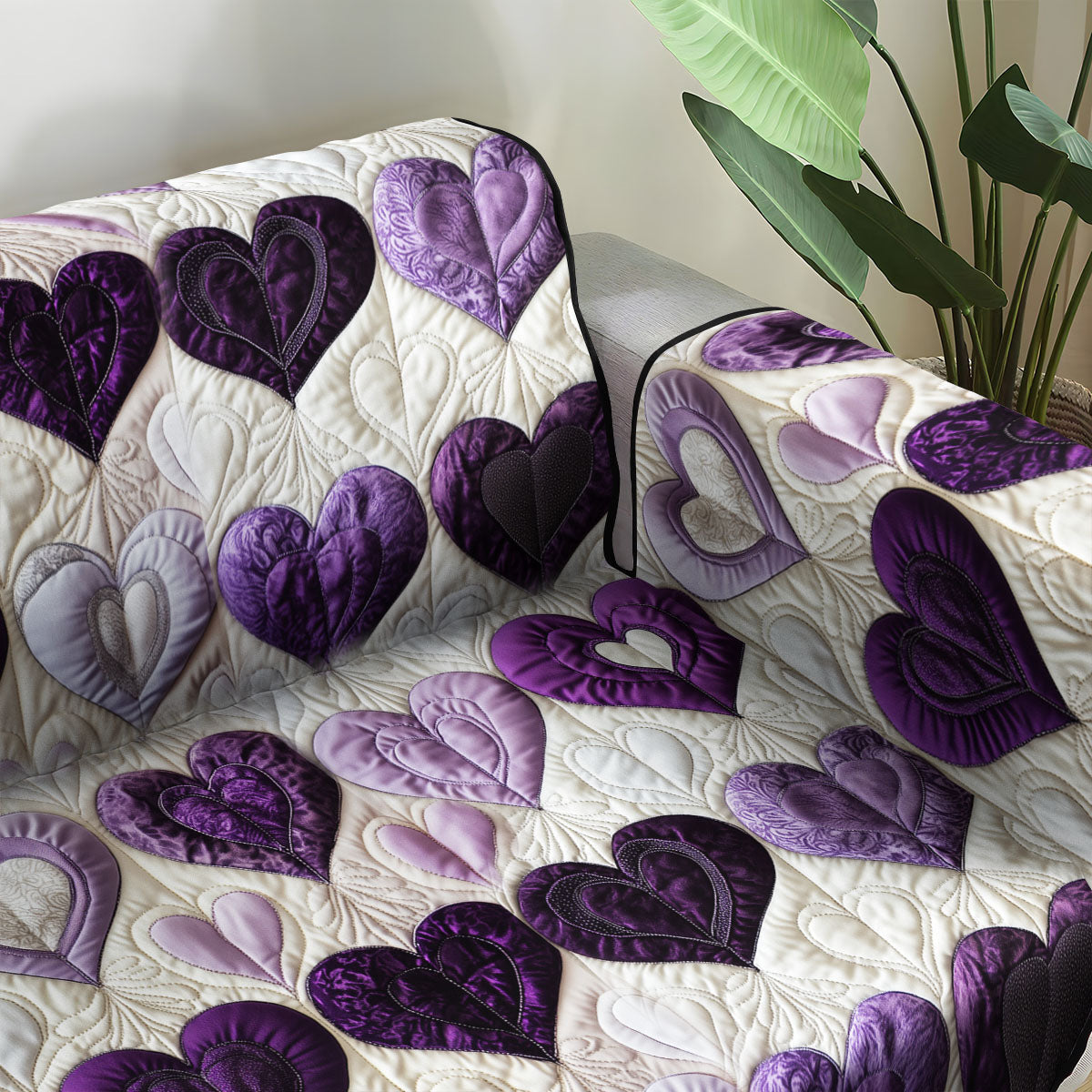 Heartfelt Harmony Quilted Sofa Cover Valentine Day Gift Ideas For Grandparent - Pvr