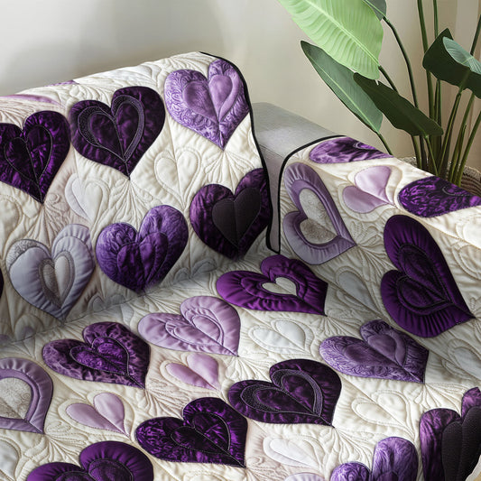 Heartfelt Harmony Quilted Sofa Cover Valentine Day Gift Ideas For Grandparent - Pvr