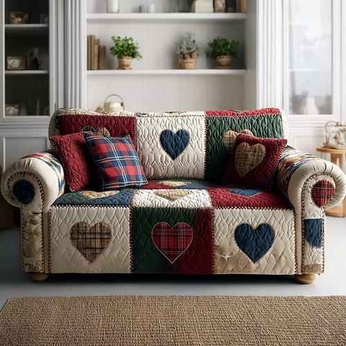 Country Heart Comfort Quilted Sofa Cover Family Gift Exchange Ideas For Valentine Day - Pvr