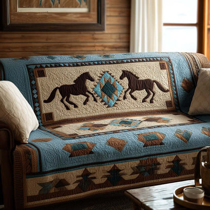 Wild Harmony Quilted Sofa Cover Holiday Design Home Decor Unique Gifts For Horse Lovers - Pvr