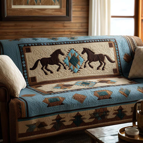 Wild Harmony Quilted Sofa Cover Holiday Design Home Decor Unique Gifts For Horse Lovers - Pvr