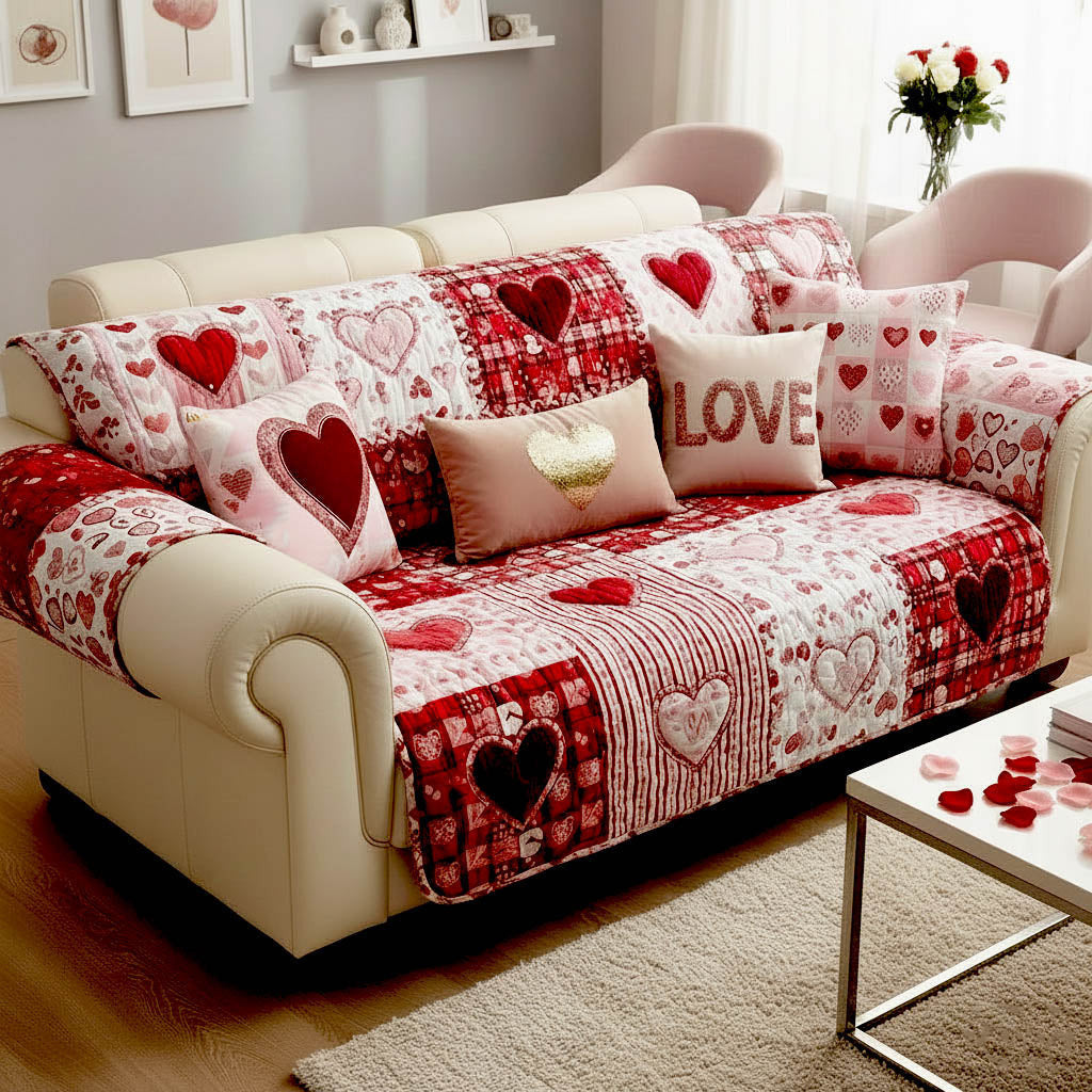 Valentine Heart Quilted Sofa Cover Unique Valentine Day Gifts For Sister In Law - Pvr