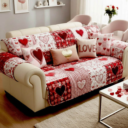 Valentine Heart Quilted Sofa Cover Unique Valentine Day Gifts For Sister In Law - Pvr