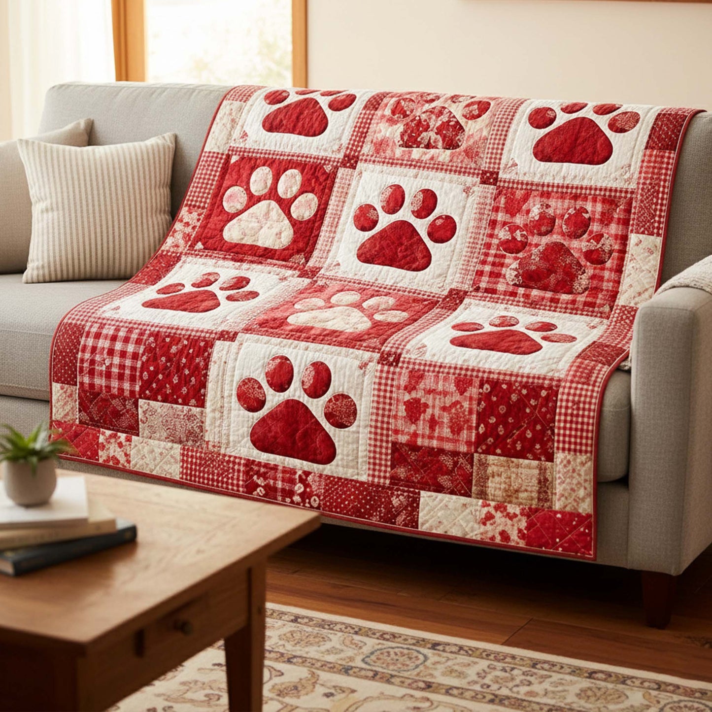 Valentine Pawprint Quilted Blanket Gifts To Give Mother In Law For Valentine Day - Pvr