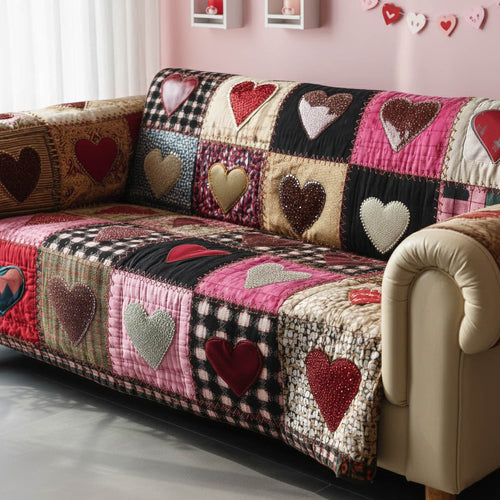 Valentine Heart Quilted Sofa Cover Valentine Day Present For Your Inlaws - Pvr
