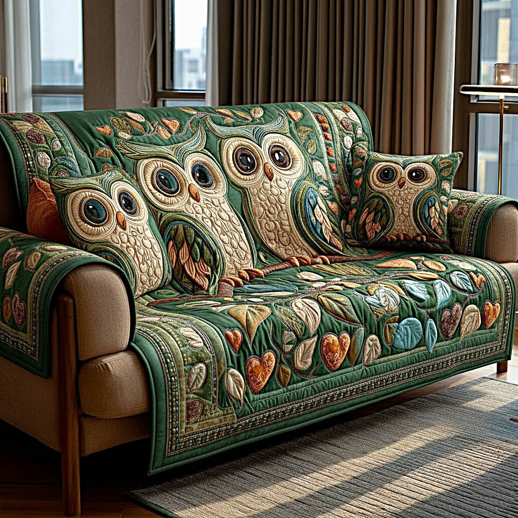 Twilight Owls Quilted Sofa Cover Nice Family Valentine Day Gifts For Owl Lovers - Pvr