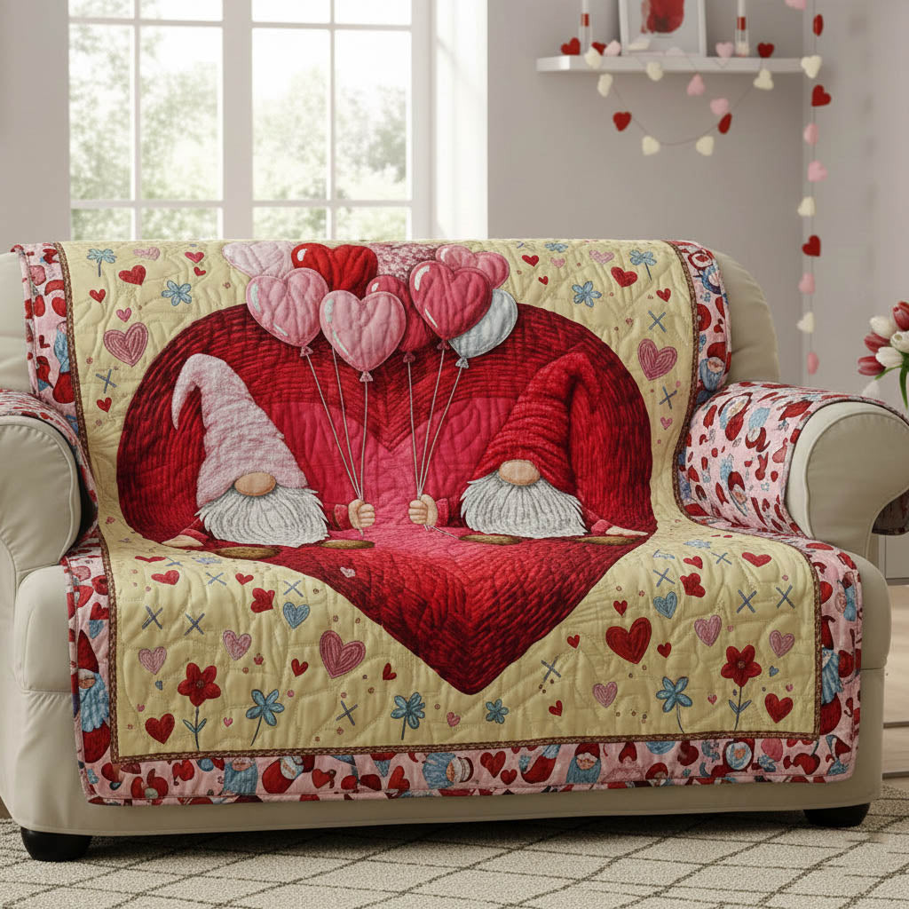 Valentine Gnome Quilted Sofa Cover Best Valentine Day Gifts For Gnome Enthusiast - Pvr