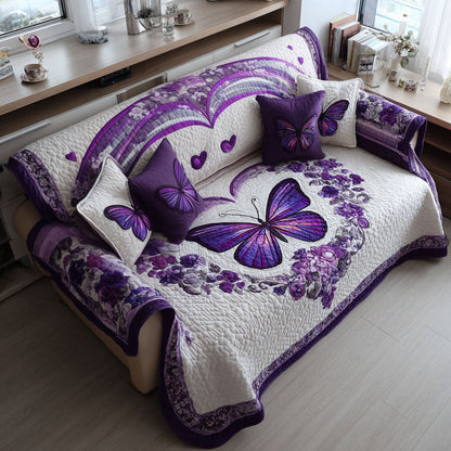Violet Flutter Quilted Sofa Cover Valentine Day Ideas For Your Girlfriend - Pvr