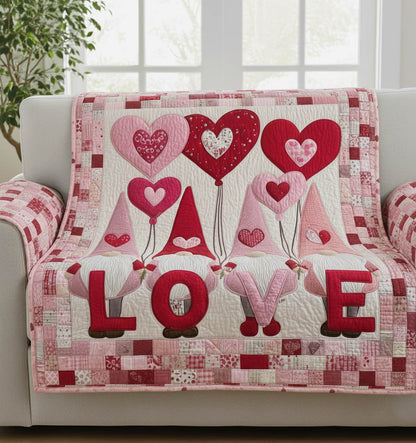 Valentine Gnome Quilted Sofa Cover Valentine Day Gift Ideas For Gnome Lovers - Pvr