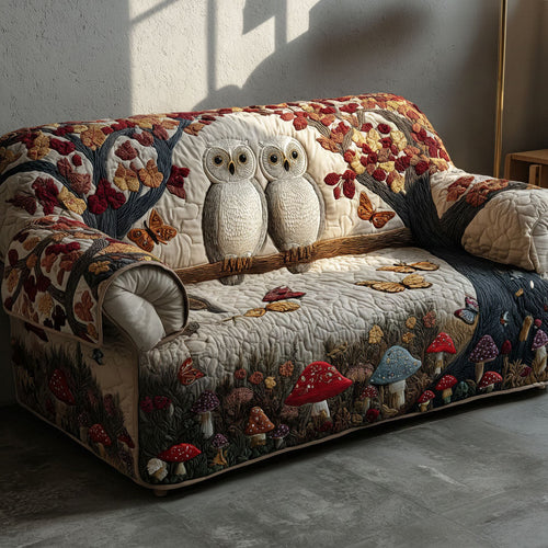 Twilight Owls Quilted Sofa Cover Valentine Day Gifts For The Whole Family - Pvr