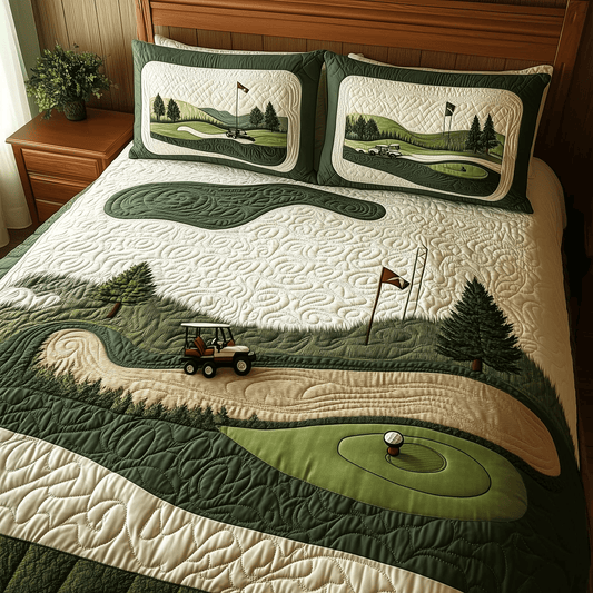 Golfing Quilted Bedding Set Golf Field Bed Covers Best Gifts For Golfing Lovers - Printvoro