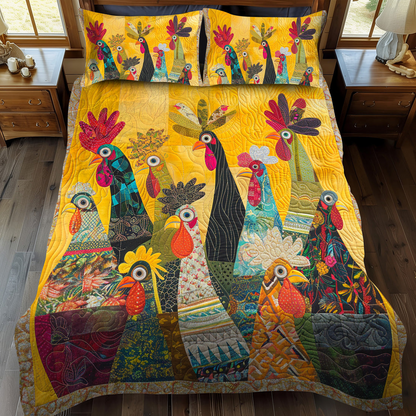 Funny Chicken Quilted Bedding Set Farming Duvet Covers Great Mother's Day Gift For Mom - Printvoro