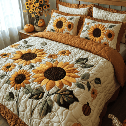 Sunflower Quilt Bedding Set Floral Duvet Covers Mother's Day Gift For Daughter - Printvoro