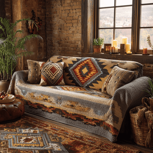 Desert Flame Quilted Sofa Cover NCU0DK10830