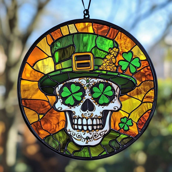 Skull Patrick Suncatcher Holiday Decorations St Patricks Day Gift Ideas For Sister - Pvr