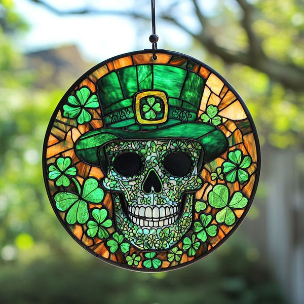 Skull Patrick Suncatcher Holiday Decorations St Patricks Day Gift Ideas For Cousin - Pvr