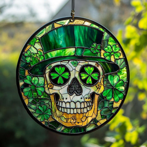 Patrick Skull Suncatcher Window Hanging Suncatcher St Patrick's Day Gifts For Wife - Pvr