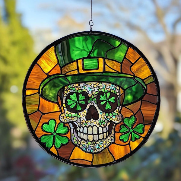 Skull Patrick Suncatcher Window Decor Ideas St Patricks Day Presents For Boyfriend - Pvr