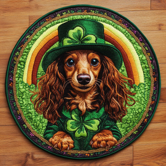 Dachshund Charm Quilted Round Mat Holiday Decorations St Patrick's Day Gift For Wife - Pvr