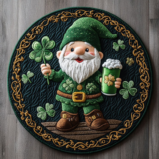 Leprechaun Gnome Magic Quilted Round Mat House Decor Items St Patrick's Day Gifts Idea - Pvr