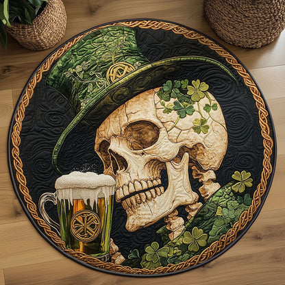 Festive Skull Quilted Round Mat St Pattys Day Mat St Patrick Gifts For Friends - Pvr