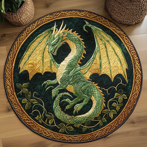 Shadow Dragon Quilted Round Mat House Decor Items St Patrick's Day Gifts For Dragon Lovers - Pvr