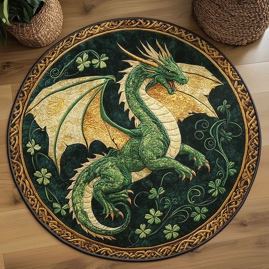 Mystic Dragon Quilted Round Mat House Decor St Patrick's Day Gift For Dragon Lovers - Pvr
