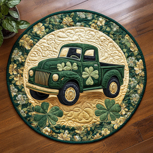 Shamrock Trunk Quilted Round Mat St Paddy's Day Mat St Patrick's Day Gifts For Him - Pvr