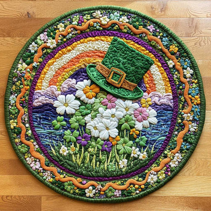 Lucky Shamrock Dreams Quilted Round Mat St Pattys Day Mat St Patrick Gifts For Grandma - Pvr