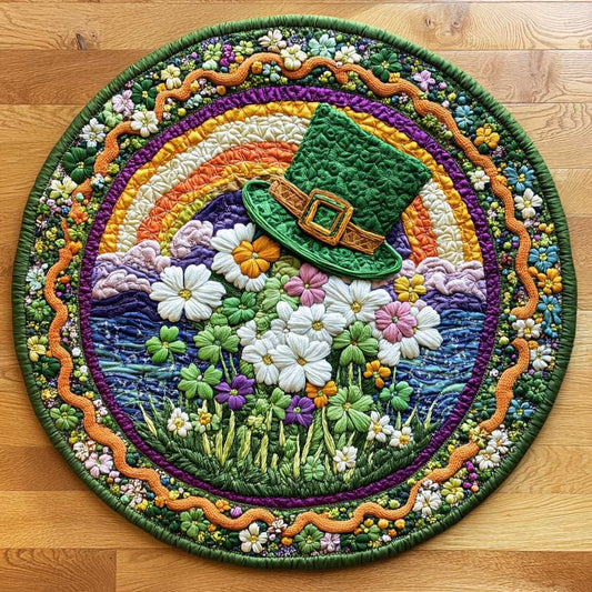 Lucky Shamrock Dreams Quilted Round Mat St Pattys Day Mat St Patrick Gifts For Grandma - Pvr
