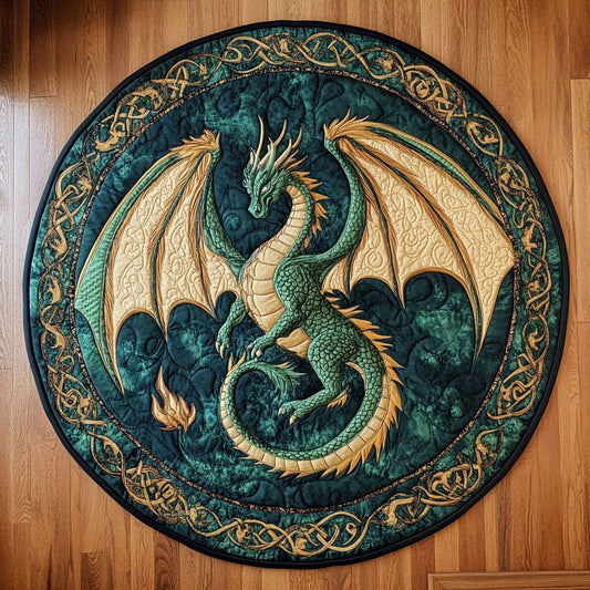 Iron Dragon Quilted Round Mat House Decor Items St Patrick's Day Gift For Dragon Lovers - Pvr