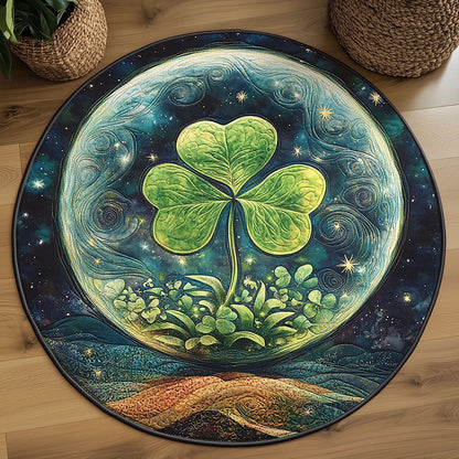 Shamrock Lucky Quilted Round Mat Holiday Indoor Decor St Patricks Day Gift Ideas For Men - Pvr