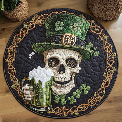 Emerald Skull Quilted Round Mat St Paddy's Day Mat St Patrick's Day Gifts For Coworkers - Pvr
