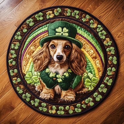 Dachshund Rainbow Quilted Round Mat Holiday Decorations St Patrick's Day Gift Idea For Sister - Pvr