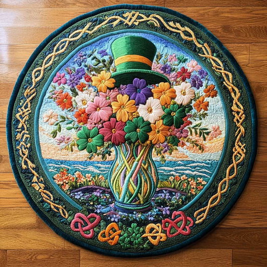Lucky Shamrock Magic Quilted Round Mat House Decor St Patrick's Day Gift For Women - Pvr